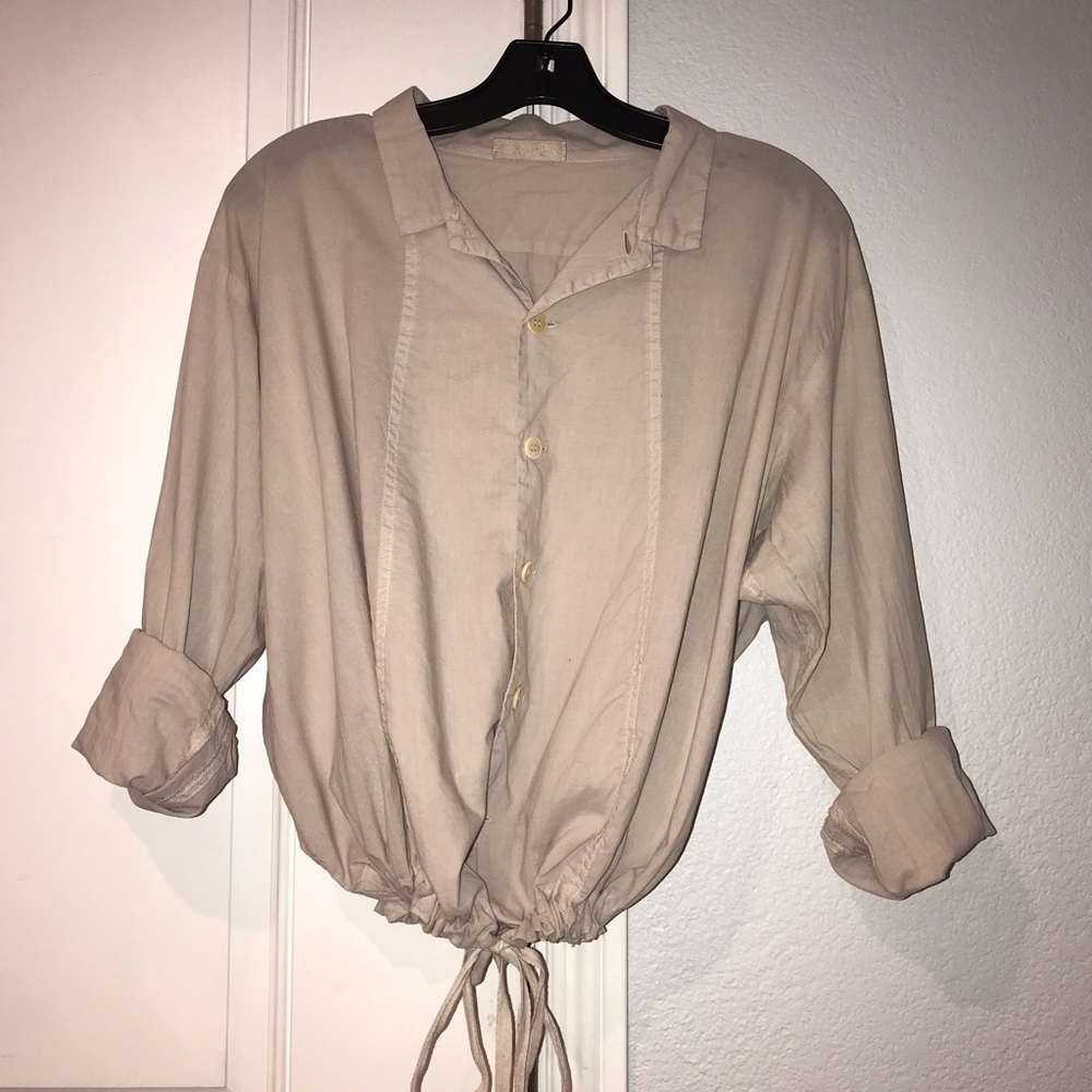 CP Shades Cotton Button Shirt w/ Tie Front